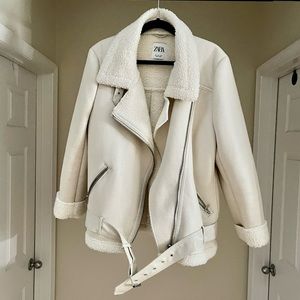 ZARA Shearling Faux Leather Jacket